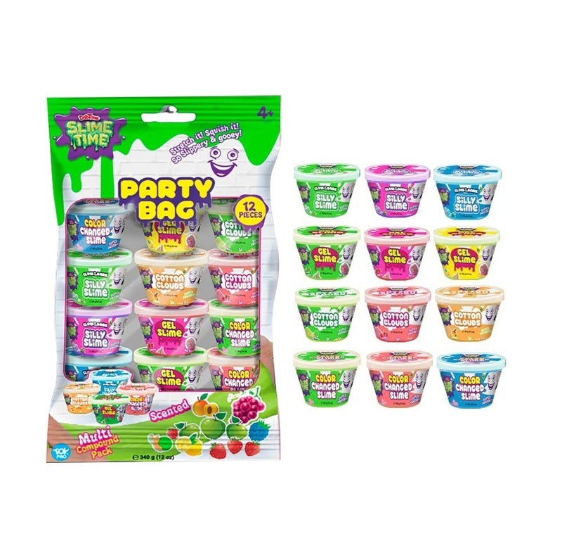 DohTime Doh time Slime Multi Compound Scented Glow In The Dark Slime Party Bag 12 Cans - Image 1